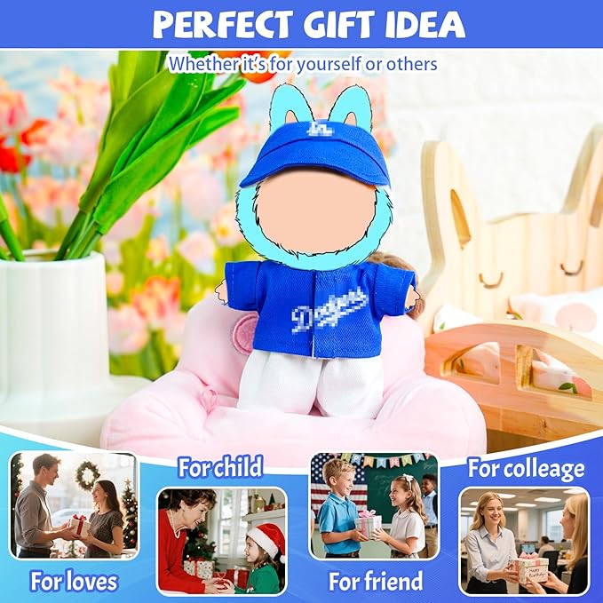 3 Piece 17cm Cool Doll Clothes and Accessories Set Stylish Hat Top Pants Outfit Edgy Doll Fashion Sets
