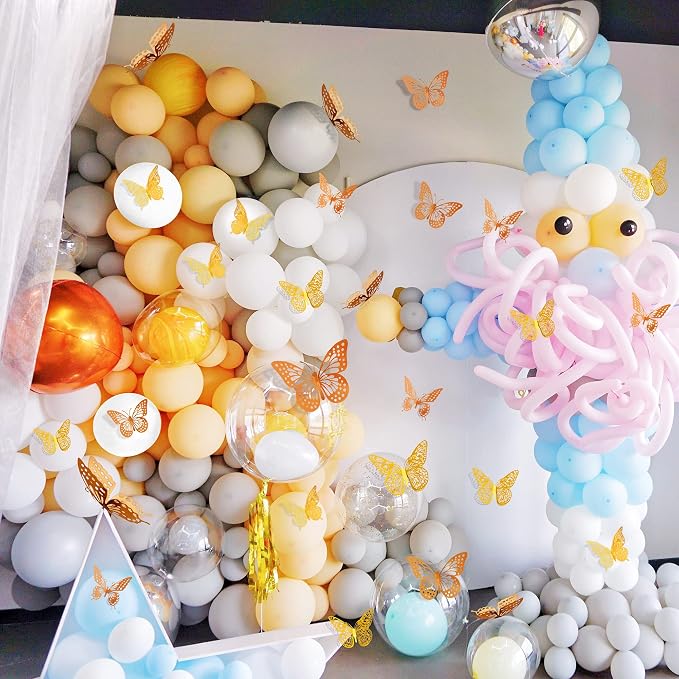 SAOROPEB 3D Butterfly Wall Decor, 48 Pcs 4 Styles 2 Color 3 Sizes, Removable Metallic Wall Sticker Room Mural Decals for Kids Bedroom Nursery Classroom Party Decoration (2 Color) | 4 Styles 2 Color 3 Sizes, Removable Metallic Wall Sticker Room Mural De...