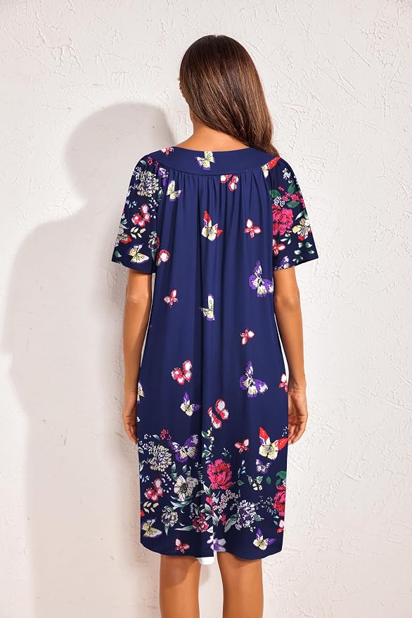 Ekouaer Womens House Dress Floral Print Moo Moos Nightgowns Moomoo Dresses Mumus with Pockets