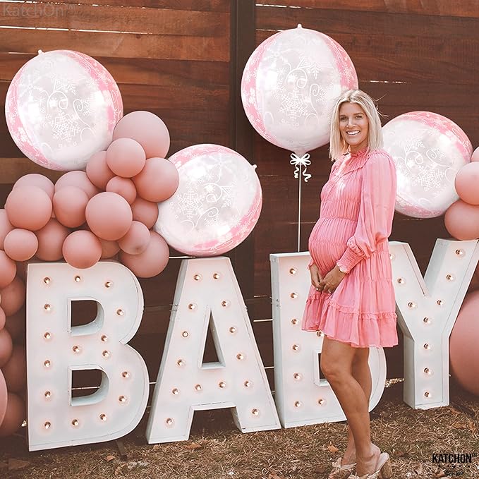 KatchOn, Huge 22 Inch Pink Snowflake Balloons - Pack of 6 | Mylar Snowflake Balloon, Pink Snowflake Decorations | Birthday Decorations For Women | Baby Shower, Princess Birthday Decoration
