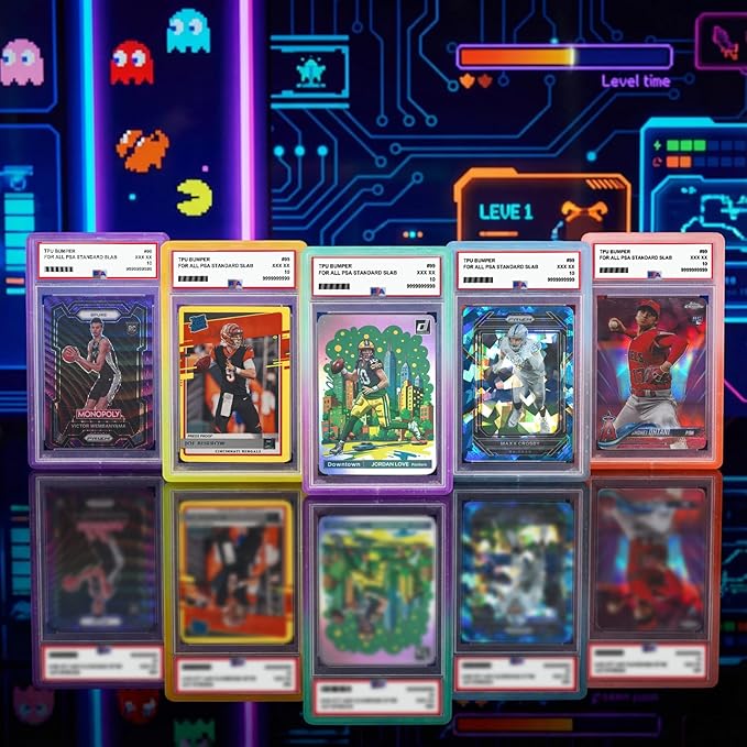 NAKIS Slab Guard for PSA Graded Cards, 5-Pack TPU Slab Protector Graded Guard Bumper Guard for PSA Graded Card Only, Gradient Color Glitter Limited Edition, (5) Multi-Color