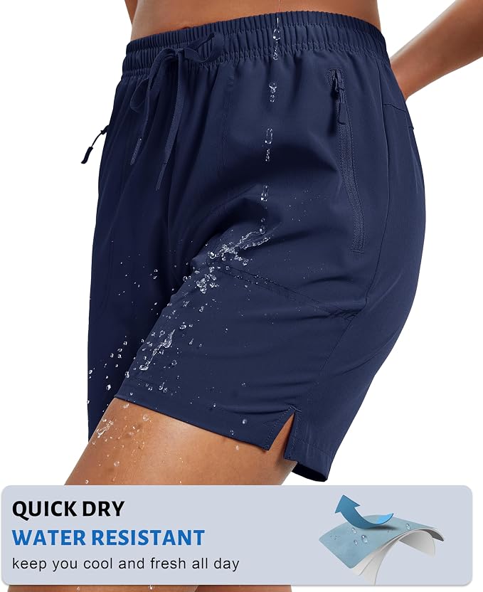 MAGCOMSEN Women's 5" Hiking Shorts UPF 50+ Quick Dry Lightweight Athletic Running Golf Summer Casual Shorts with Pockets