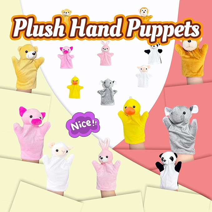 Pig Hand Puppets for Kids, Toddlers and Adults (1 Pack), Farm Animals Plush Finger Toys, Pig Stuffed Animals Storytelling Toys, Soft Hand Puppet for Classroom Prizes, Party Favors, Birthday