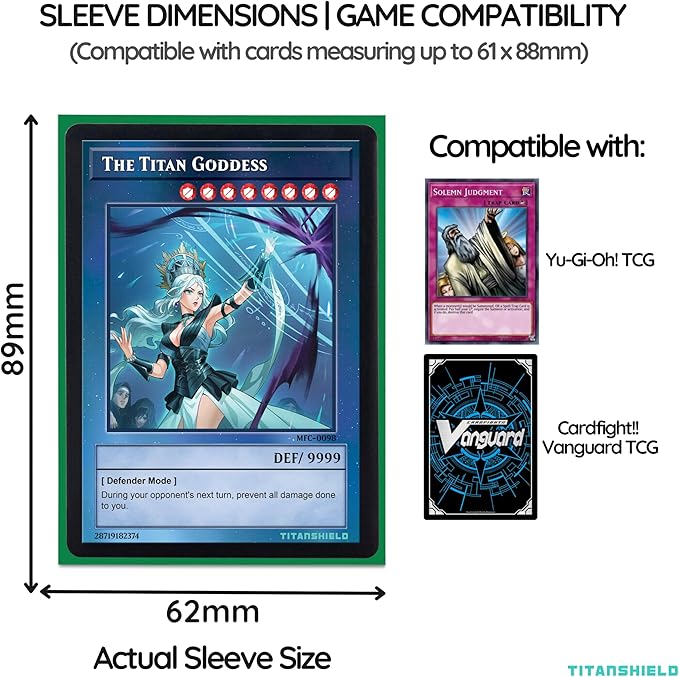 TitanShield (150 Sleeve) Colored Small Japanese Sized Trading Card Sleeves Deck Protector for Yu-Gi-Oh, Cardfight!! Vanguard & More (Emerald)