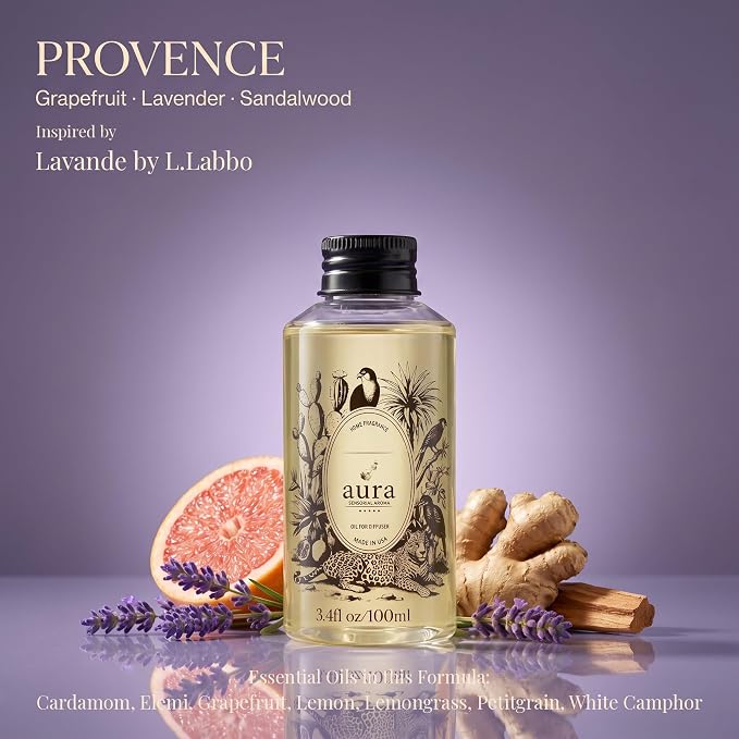 A U R A - Provence Fragrance Oil for Waterless Scent Diffuser - Inspired by L.Labo-Lavande 31 | (3.4 fl oz, 100 ml) Pure Essential Oil Blends for Aromatherapy Diffuser & Hotel Collection Oil Diffuser