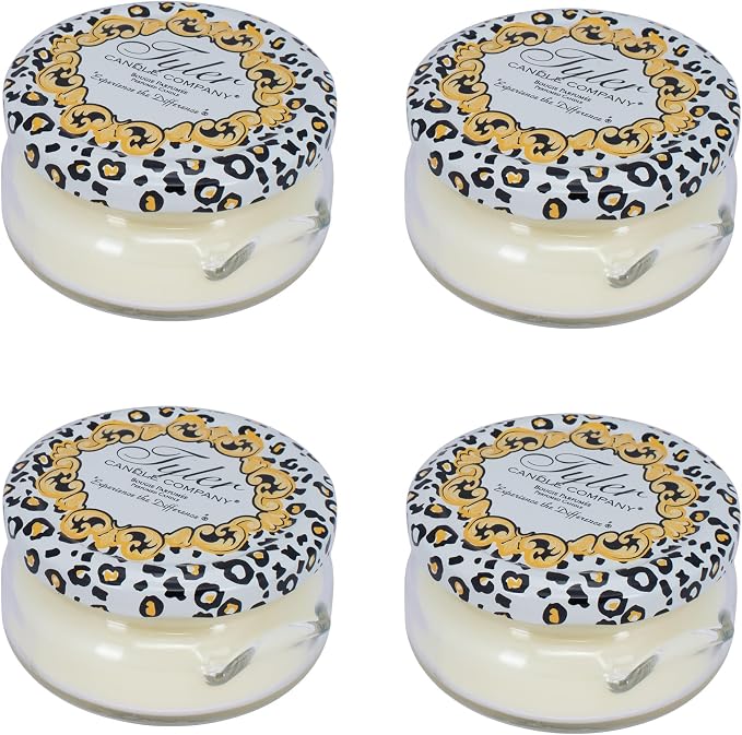 Tyler Creamy White 3.4 Ounce Glass Aromatherapy Scented Jar Candle Pack of 4, Platinum