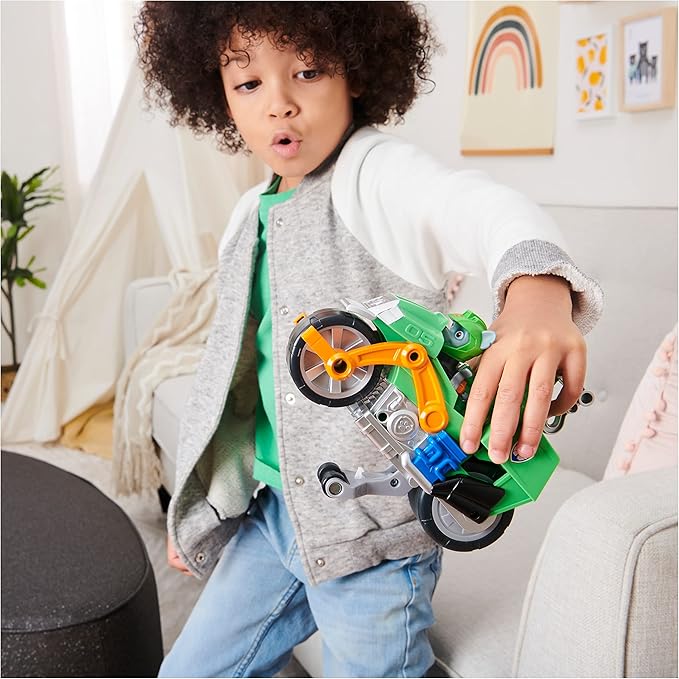 Paw Patrol, Moto Pups Rocky’s Deluxe Pull Back Motorcycle Vehicle with Wheelie Feature and Toy Figure