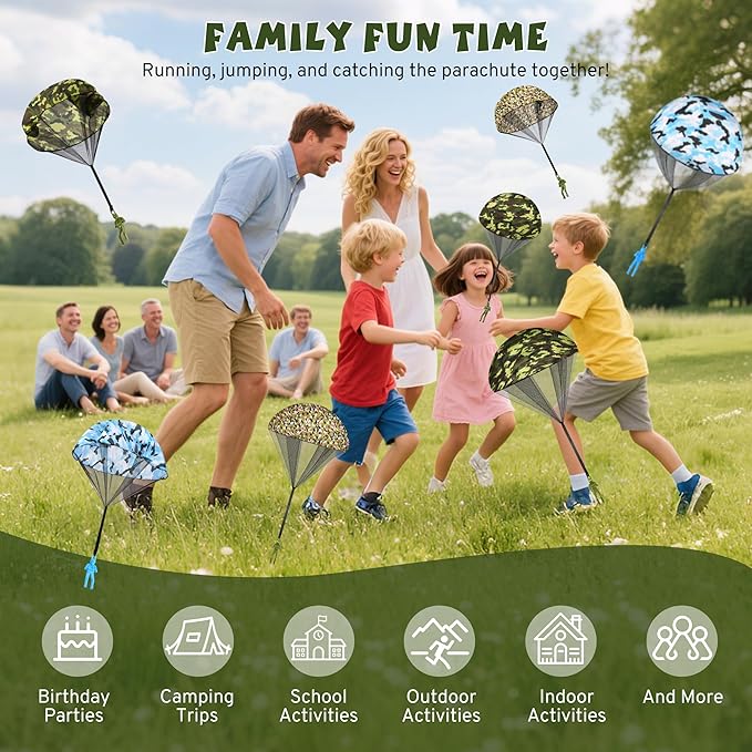 Parachute Toy for Kids, Army Outdoor Toys Flying Parachute Men, Inside & Outside Toys for or 3 4 5 6 7 8 9 10 11 12 Year Old, Christmas Stocking Stuffers for Kids Idea 2025 Unique Boys Party Favors