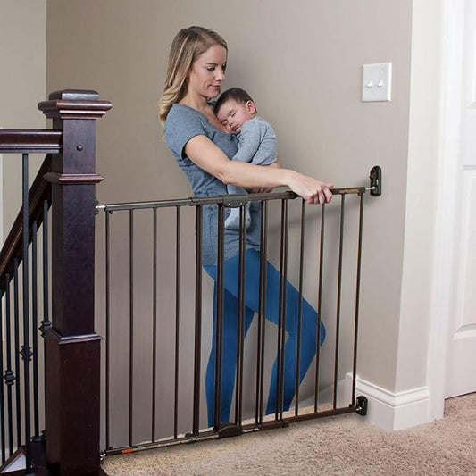 Toddleroo by North States - Easy Swing & Lock Baby Gate Series 2: Hardware Mounted Metal Safety for Stairs & Doorways - Adjustable 28.68 to 47.85 Inches Wide - 31 Inches Tall - Matte Bronze