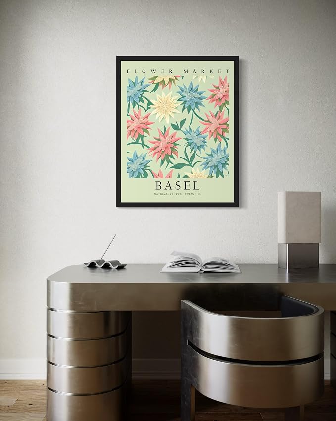 Switzerland Flower Market Art Print Poster, Wall Art Floral Painting Botanical Decor for Bedroom, Kitchen, Bathroom Livingroom Decoration 82B (Switzerland, 20"L x 16"W, Unframed)