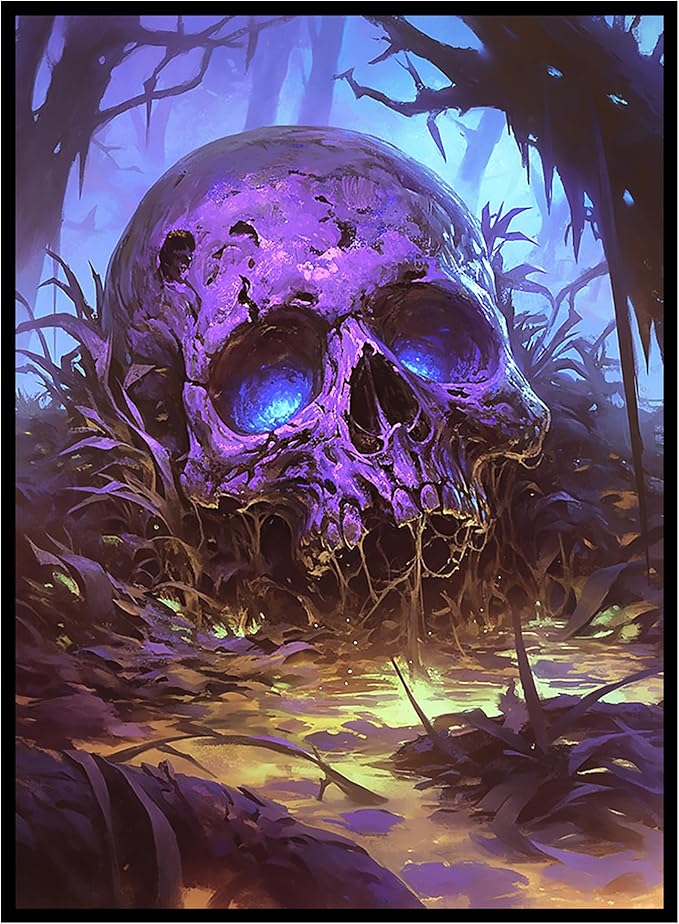 Kabinka MTG Card Sleeves - 100 Standard Size Pack Clear Front & Matte Finish Back with Skull, Premium Sleeves for Magic The Gathering TCG