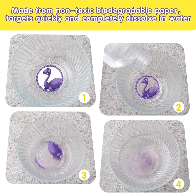 Laumoi 120 Pcs Toilet Targets for Boys Training Flushable Dinosaur Targets Potty Pee Toilet Target Stickers Dinosaur Potty Training Seat for Boys Use