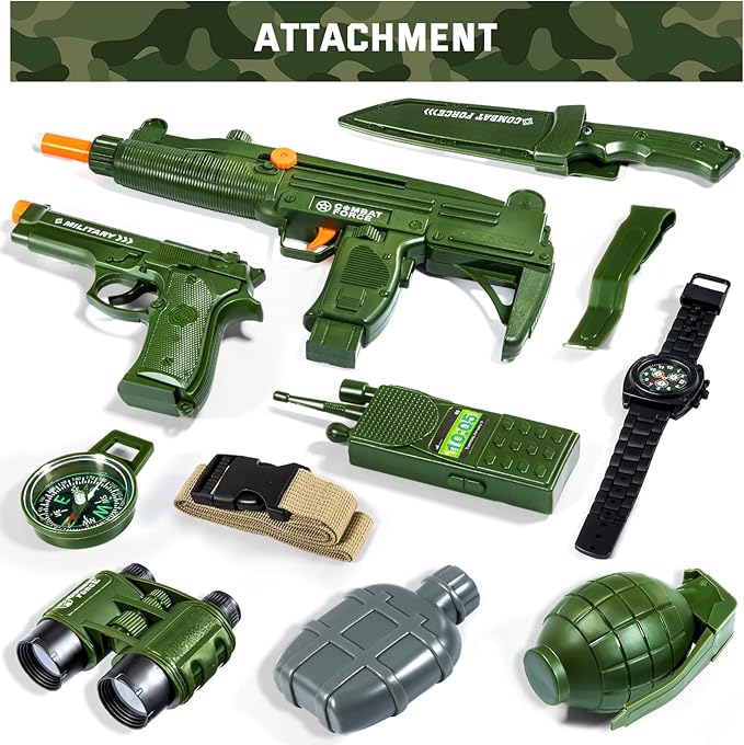 Army Costume for Boys, Halloween Costumes for Kids, Military Costumes with Accessories