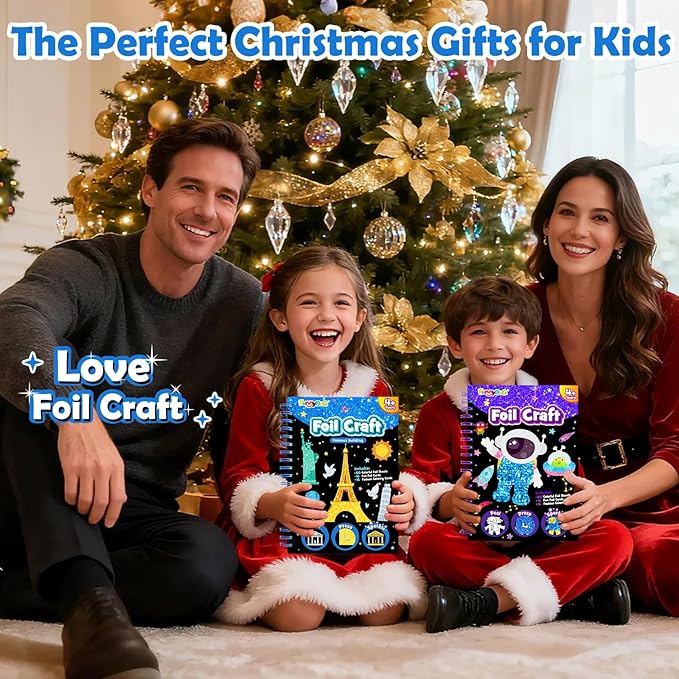FUNNYB&G Foil Art Crafts for Kids Ages 4-8: Valentines Crafts for Kids 2026,Birthday Gift for Girls,Art and Crafts Supplies,Party Favors,Creative Toys for Girls Boys 4 5 6 7 8 9 Years Old(Buildings)