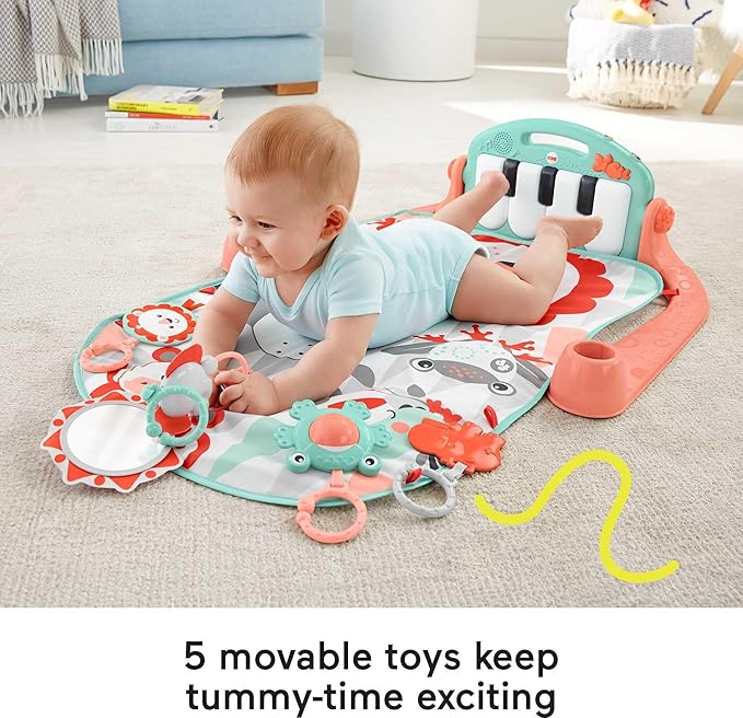 Fisher-Price Baby Playmat Kick & Play Piano Gym with Musical and Sensory Toys for Newborn to Toddler, GDL83