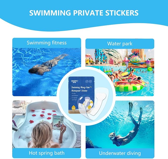 Waterproof Pads for Swimming，Swimming Private Stickers for Women | Skin-Friendly Private Area Protection | Dirt Prevention for Swimming & Daily Activities | 6-Pack（5.9 * 16.5in）