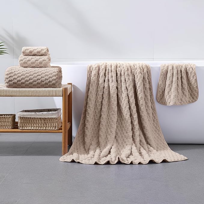 Extra Large Bath Towel Sheet-40x80 Inches Oversized,Super Soft,Quick Dry,Microfiber Shower Towels Highly Absorbent,Plush Bathroom Towels for Adults, Premium Quality (Beige, 2PCS)