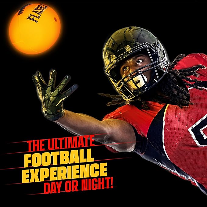 Light Up Football - Glow in the Dark Ball - NO 6 - Boys Gifts - Outdoor Sports, Birthday Gifts for Boys 8-15+ Year Old - Kids Teenage Youth Gift Ideas - Boy Toys Stuff Ages 8 9 10 11 12 13 14 15