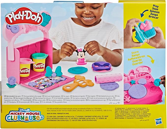 Play-Doh Disney Junior Mickey Mouse Clubhouse, On-The-Go Bakery Playset with Minnie Mouse, Play Food Preschool Toys, Arts & Crafts Gifts for Kids 2+
