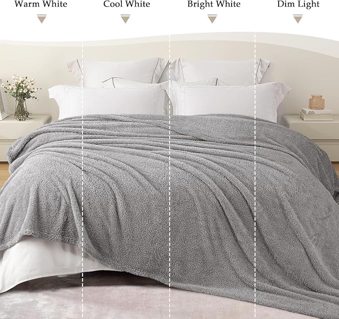 Exclusivo Mezcla Fleece Bed Blankets King Size for Bed, 90" x 104" | Super Soft and Cozy Fluffy Blanket for Women, Lightweight and Fuzzy Large Blanket for Bedroom , All Season, Light Grey