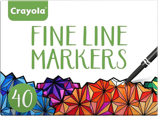 Crayola Fine Line Markers for Adults (40ct), Skinny Marker Set for Adult Coloring Books, Stocking Stuffer for Teens, Aesthetic Art Supplies, Stress Relief Activity