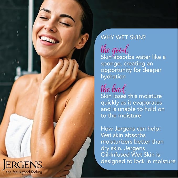 Jergens Wet Skin Body Moisturizer with Coconut Oil,In Shower Lotion for Dry Skin,Fast-Absorbing,Non-Sticky,Dermatologist Tested,10 Oz,(Pack of 6)