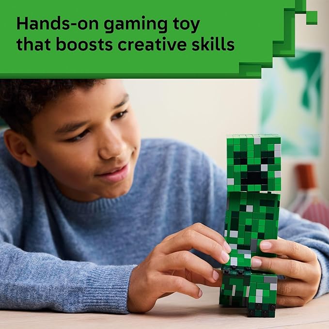 LEGO Minecraft The Creeper Kids Toy - Minecraft Toy for Gaming Fans - Room Decor for Gamers 10 and Up - Poseable Action Figure with 1st Version Minifigure - Gift for Boys and Girls - 21276
