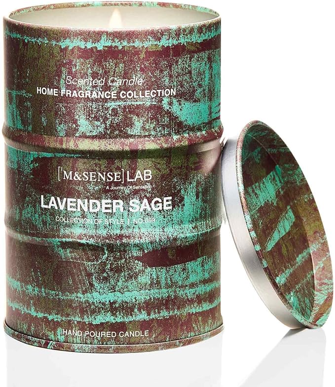 M&SENSE Lavender Sage Soy Candles, 11.3oz | Scented Candles Natural Non Toxic, Aromatherapy, Stress Relief Meditation Relaxing, Housewarming Gifts