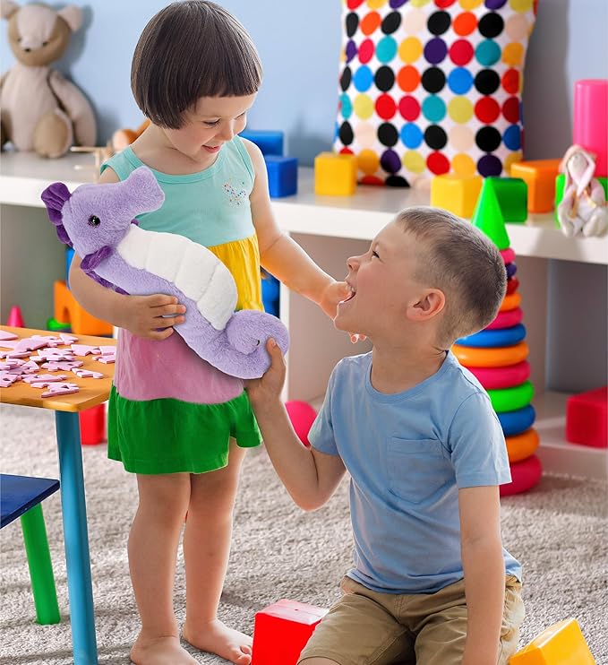 DolliBu Purple Seahorse Super Soft Stuffed Animal, Cute Realistic Stuffed Animals for Girls, Boys, Adults Animal Gifts, Kids Zoo Ocean Nursery Decor for Newborn, Cuddly Soft Baby Plush Toys - 12 Inch