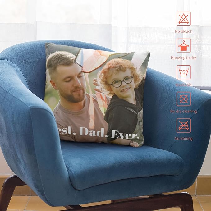 Easycosy Custom Pillow with Picture & Text, Two-Sides Velvet Customized Photo Pillowcase, 26"x26" Personalized Pillow Cover with Photo, Custom Valentine Love Keepsake Gifts (No Pillow Insert)