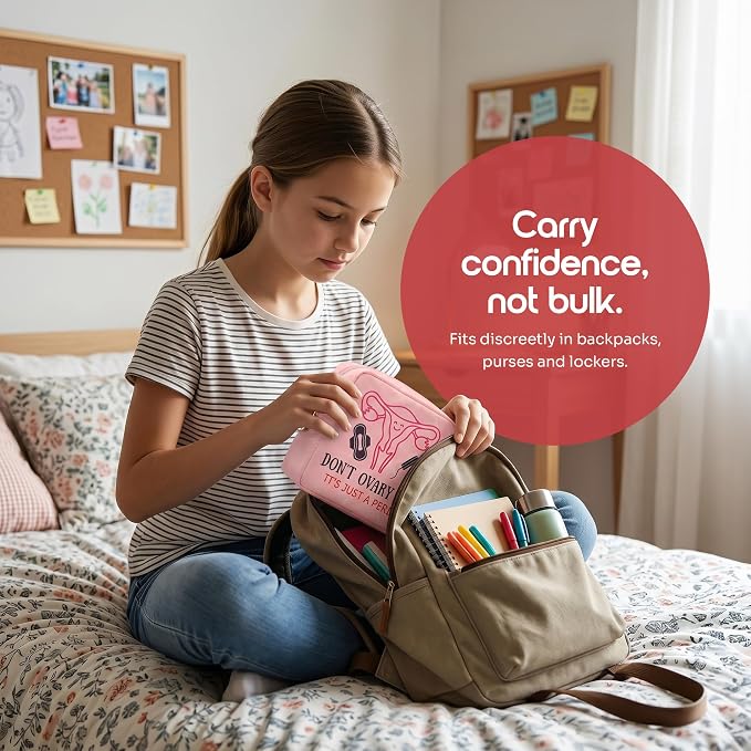 Discreet Period Pouch – Waterproof Feminine Hygiene Organizer for Pads, Tampons & Wipes, Compact Zippered Personal Care Bag for Travel, Work, Purse & Everyday Carry
