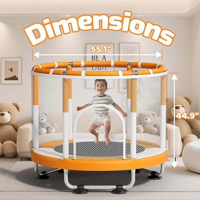 ZCMHAXJ 55" Trampoline for Kids, 440lbs Capacity Indoor & Outdoor Toddler Trampoline, Gifts for Boys & Girls
