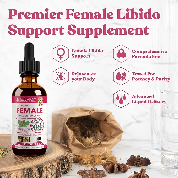 Rejuvica Health Activated Female - Advanced Female Libido Support Supplement - Liquid Delivery for Better Absorption - Maca, Horny Goat Weed, Damiana & More!