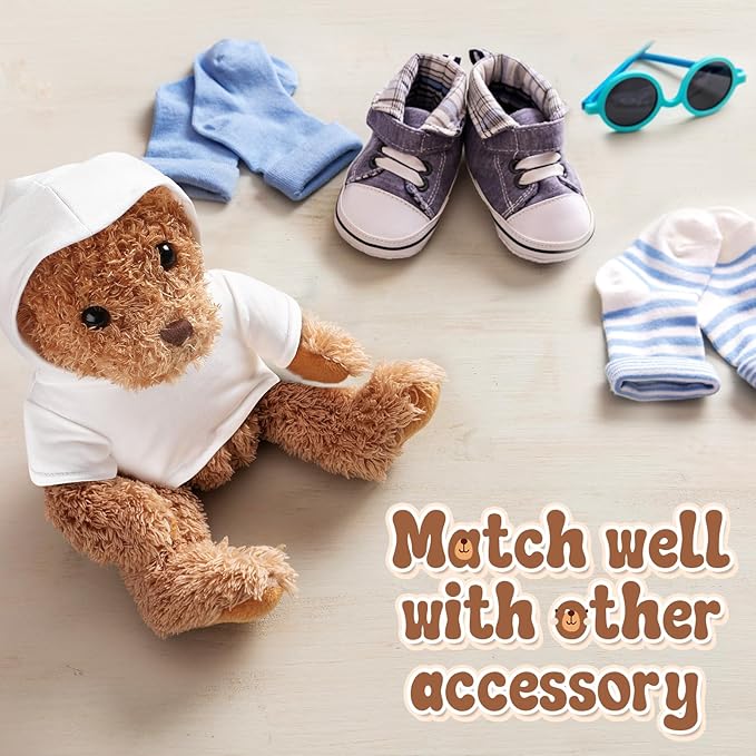 12 Pcs 8-12 Inch Stffed Bear Shirt Hoodies Bulk Blank Plush Animal Doll Clothes Tshirt for Sulimate DIY Stuffed Doll Outfit