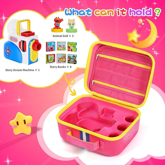 Hard Carrying Case Fits for Little Tikes Story Dream Machine Books Starter Set, Protective Travel Container Case for Storytime Audio Play Real for Littles Character Collection, Pink (Box Only)