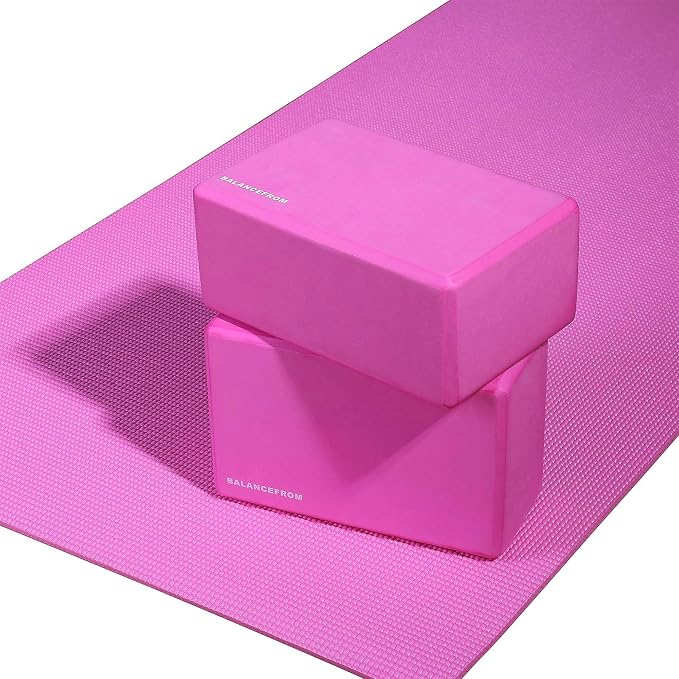 Signature Fitness All Purpose 0.25 Inch Thick High Density No Tear Exercise Yoga Mat with Strap & Lightweight Features for Indoor & Outdoor Use, Pink