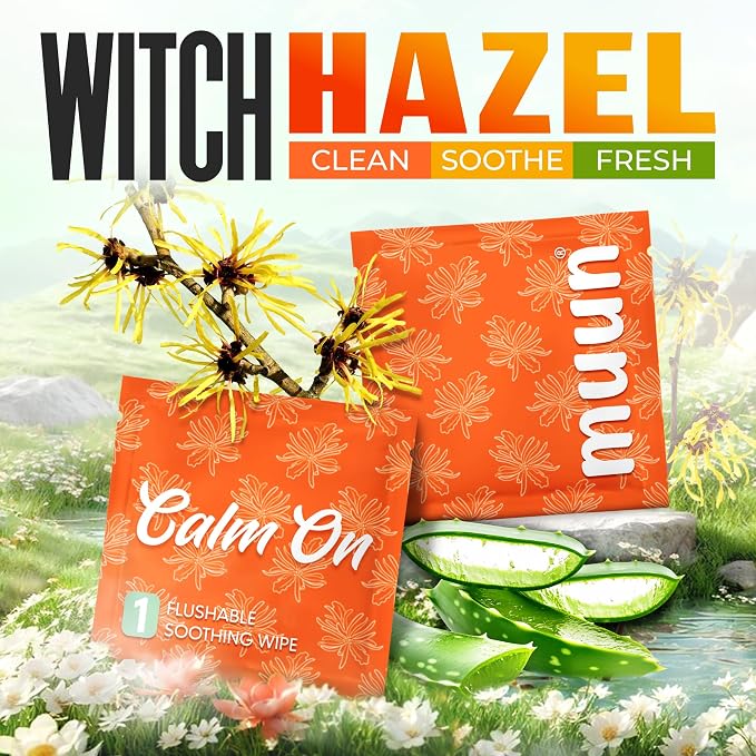 Witch Hazel Wipes (30 Counts) - Soothing Feminine & Hemorrhoids Wipes - Postpartums Support - Personal Cleansing Wet Wipes - Alcohol Free & Plant Based - Flushable & Travel Friendly