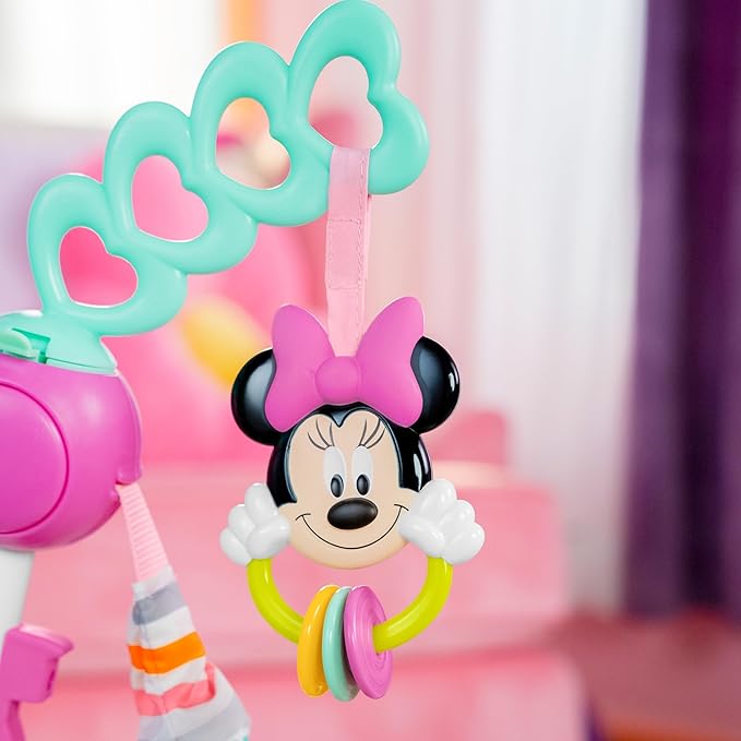 Bright Starts Disney Baby Minnie Mouse Forever Besties Baby Activity Center Jumper with 10 Toys, Lights & Sounds, 360-Degree Seat, 6-12 Months (Pink)