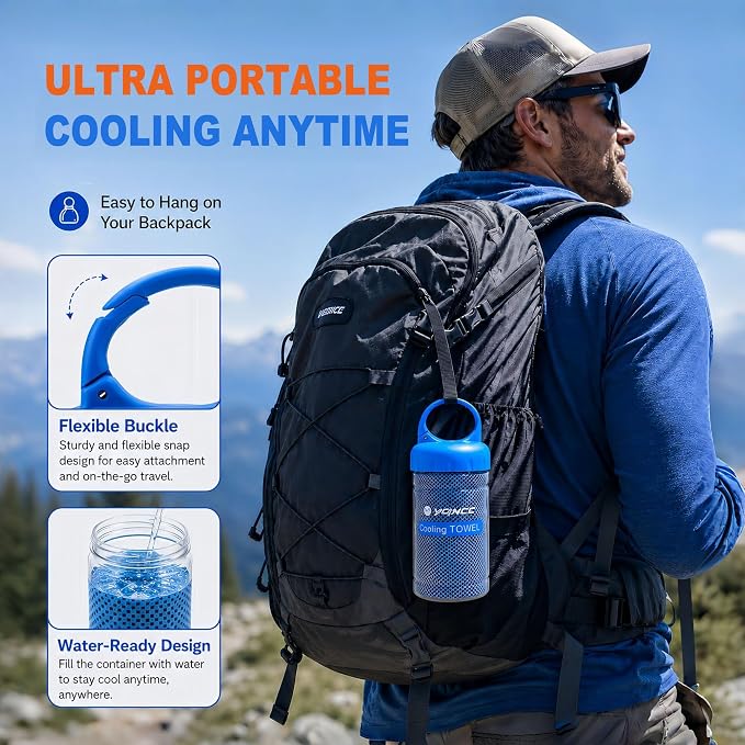 YQXCC 2 Pack Cooling Towels (47"x12"), Ice Cool Neck Towel, Soft Breathable Microfiber for Yoga, Golf, Gym, Running, Camping & Hot Weather
