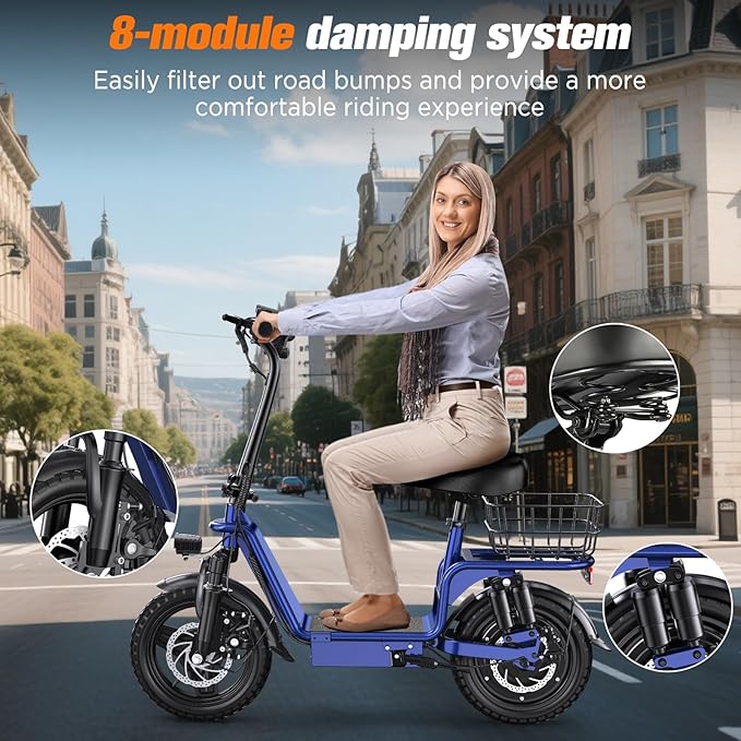 C14 Electric Scooter for Adults with Seat – High-Performance, Foldable E-Scooter with 900W Peak Power, 20MPH, 28-Mile Range, and Dual Disc Brakes,High Strength Frame,330lbs Max Load. UL2272