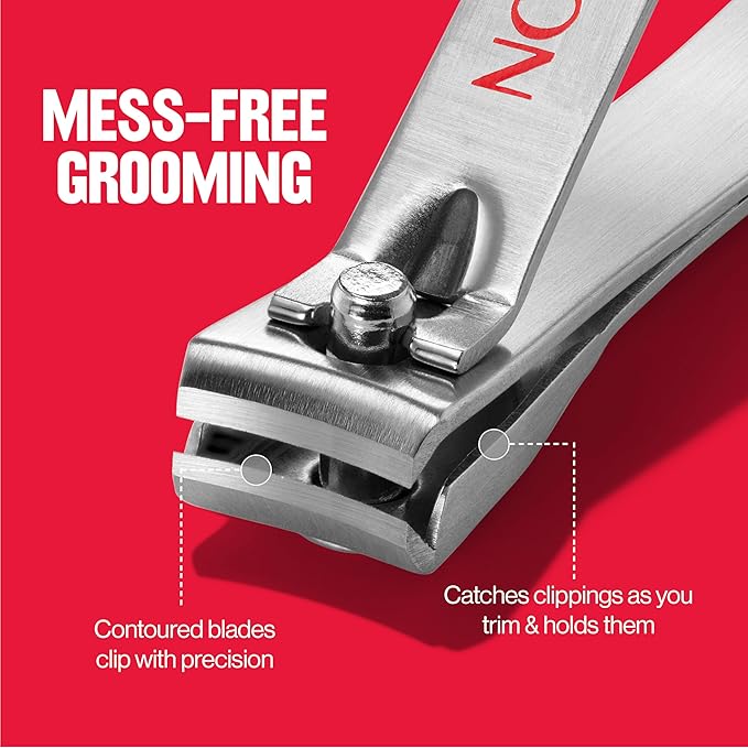 Revlon Catch-All Nail Clipper, Manicure Tool with a Contoured Blade & Built-in Nail Catcher for Mess-Free Grooming, 1 Count
