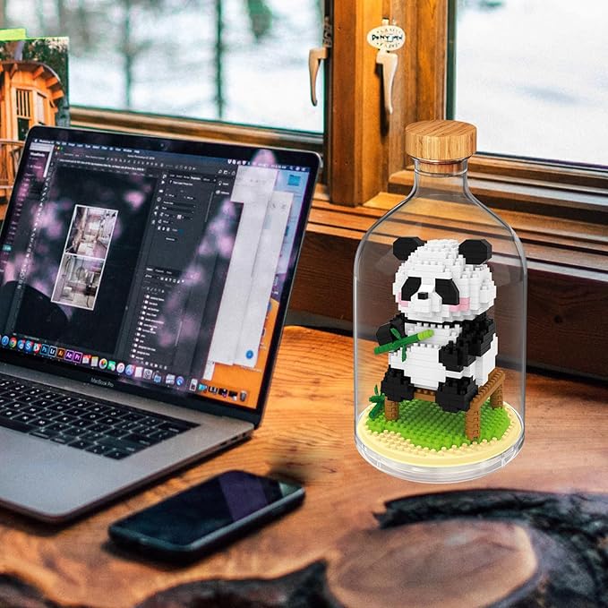 Creative Panda Toy Building Set,Adult Mini Animal Friend Set,Party Favors Gift for Kids,Animal Lovers Office Home Decor Building Block,New Year Easter Birthday Gift for Boys Girls(Eating)