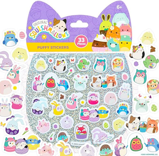 Original Squishmallows Puffy Stickers, 33 Stationery Stickers, Spring Theme