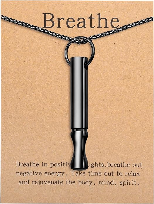 Mindfulness Breathing Necklace Stress Relief Pendant Stainless Steel Anxiety Breathe Necklace for Women Men
