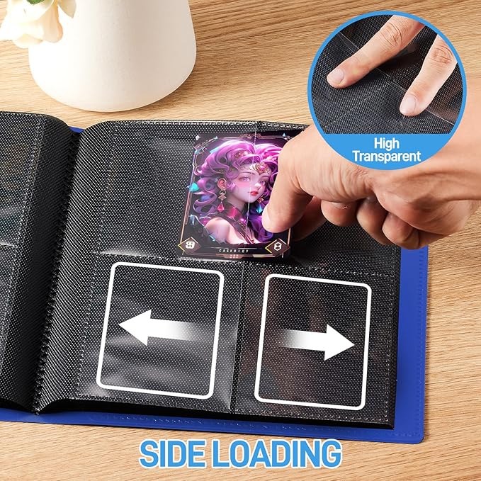 Card Binder, Upgraded 4 Pockets Trading Card Collection Binder for Cards, 160 Pockets Mini Card Book Holder Album - Dark Blue