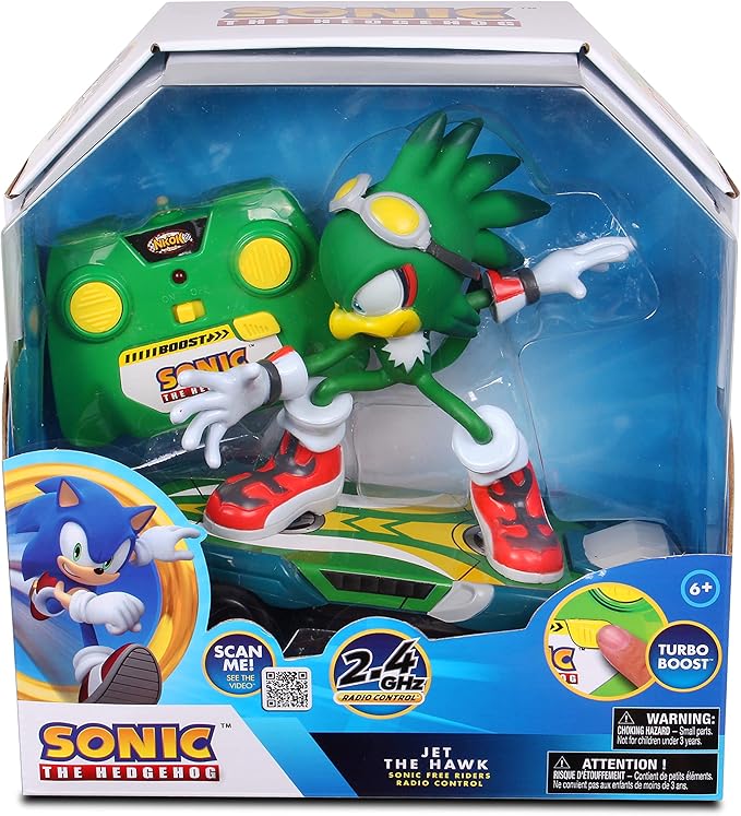NKOK Sonic Free Rider R/C Skateboard - Jet, The Hawk; Full Function 2.4 GHz Radio Control with Turbo Boost; Cool Tricks and Stunts; Ages 6+