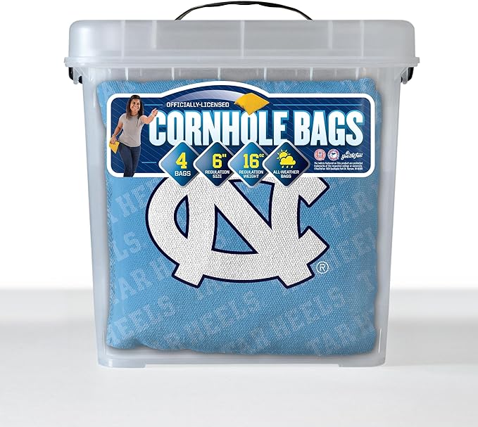 YouTheFan Officially-Licensed NCAA Set of 4 Cornhole Bags - All Weather Regulation 6” x 6” Size - 16oz Weight - Designed in USA