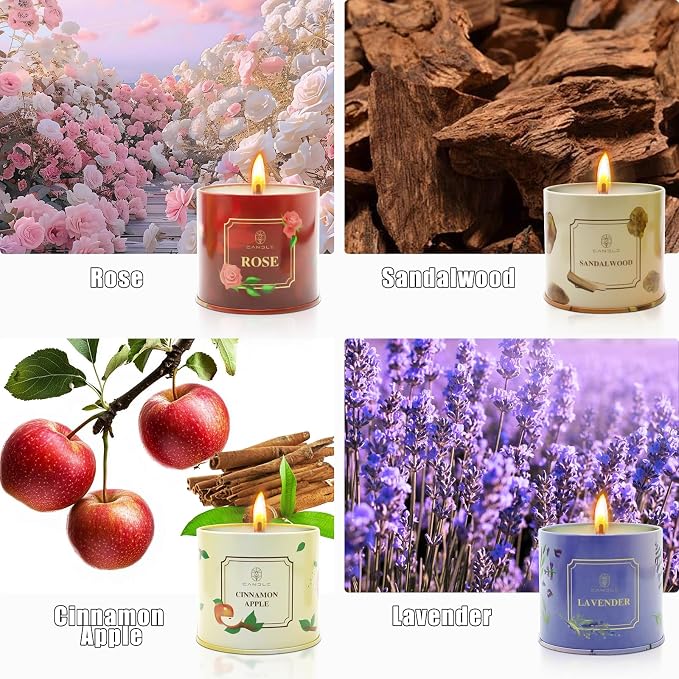 Soy Scented Candle Gift Set for Women, Long Lasting Aromatherapy Jar Candles for Home Decor, Relaxation, Spa, Meditation, Birthday, Housewarming