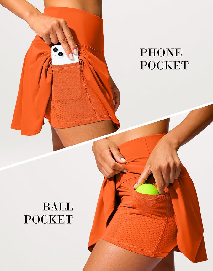 14" Tennis Skirt Golf Skorts with Pockets Tummy Control Shorts Pleated Skirts for Women Athletic Dressy Casual