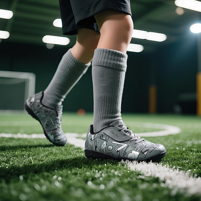 DREAM PAIRS Boys Girls Indoor Turf Soccer Cleats Lace Up Athletic Youth Futsal Football Casual Shoes for Little/Big Kid